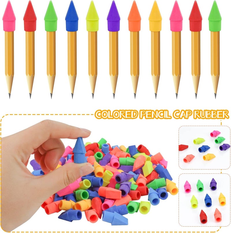 Fyess 800PCS Caps Pencil Erasers Chisel Shape Pencil Eraser Arrowhead Caps Erasers Latex Free Pencil Pencil Eraser Toppers Assorted Colors for Favors Games Prizes Pencil Top Erasers Home School Office - Image 3